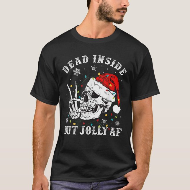 Camiseta Muertos Dentro Pero Navidades De Santa  Del Skelet (Anverso)