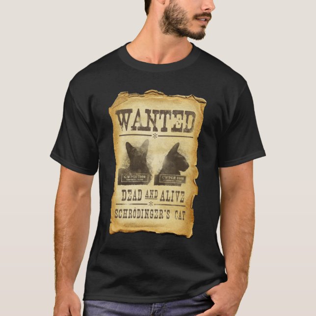 Camiseta Muertos y vivo queridos.  El gato de Schroedinger (Anverso)