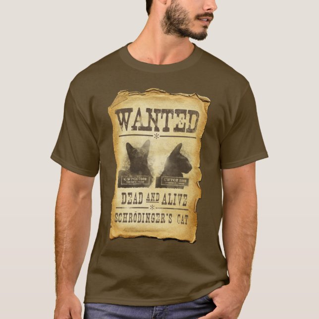 Camiseta Muertos y vivo queridos.  El gato de Schroedinger (Anverso)