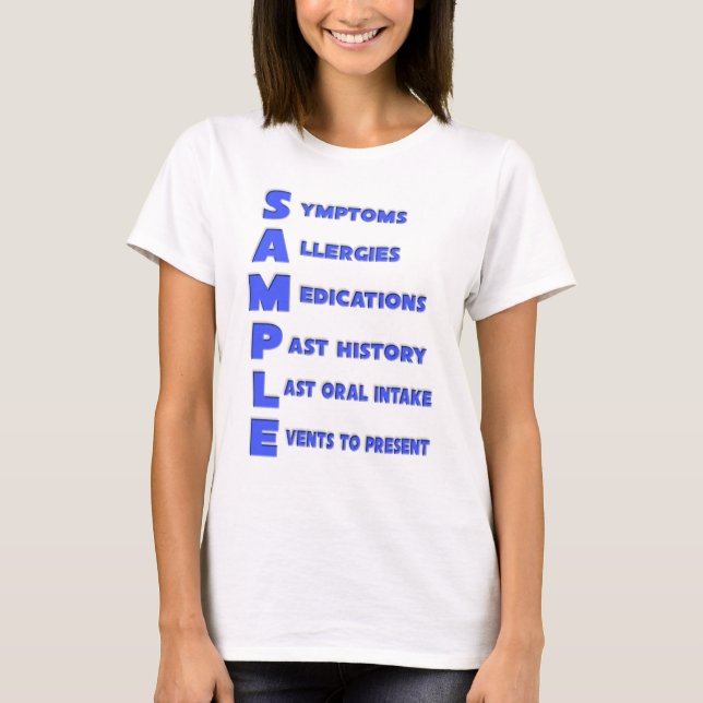 Camiseta Muestra - Acrónimo mnemotécnico para evaluación mé (Anverso)