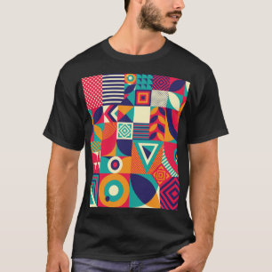 Camiseta Muestra formas geométricas abstractas, patrón sin