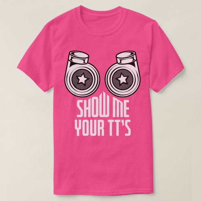 Camiseta Muéstrame tu divertida pun de Carreras Twin Turbo (Diseño del anverso)