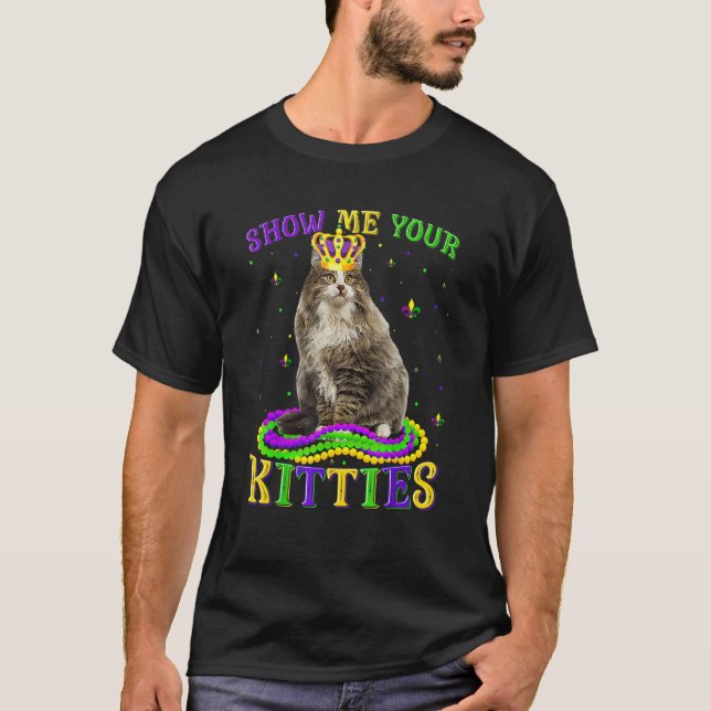 Camiseta Muéstrame tus Kitties, Cuidado Mardi Gras Noruego  (Anverso)