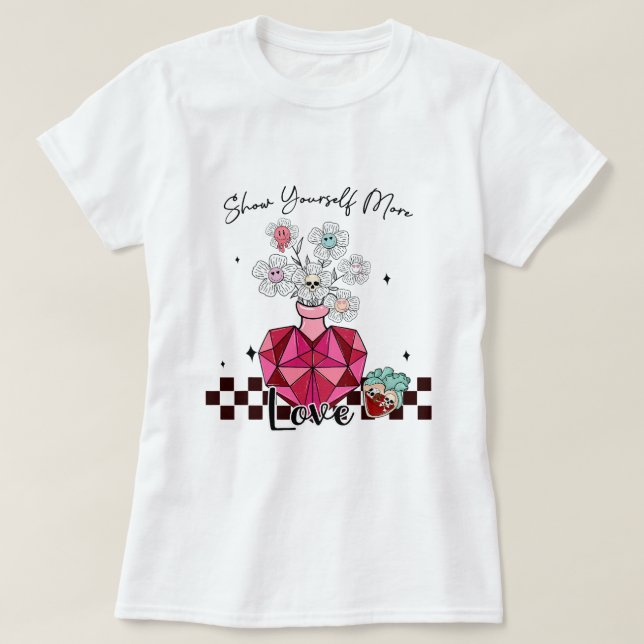 Camiseta Muéstrate más amor Feliz Día de San Valentín Menta (Diseño del anverso)