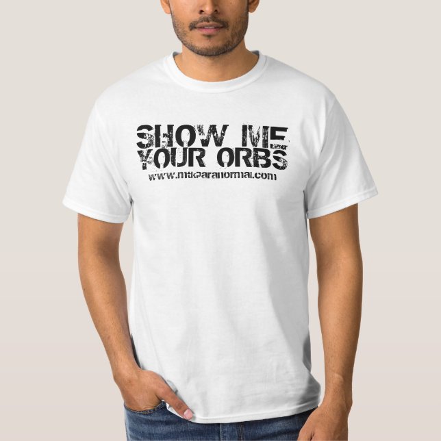 Camiseta MUÉSTREME, SUS ORBES, www.mtkparanormal.com (Anverso)