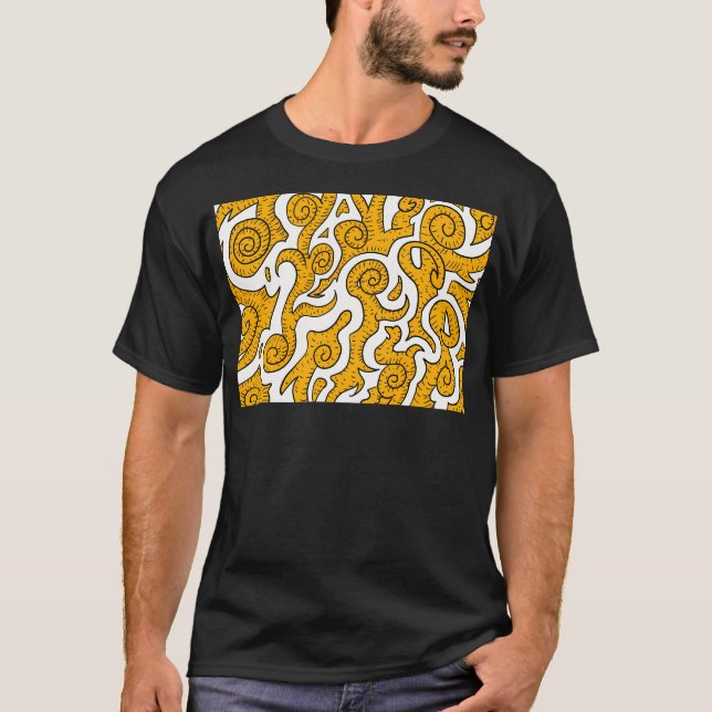 Camiseta Mueve Y Olas Amarillas Y Blancas. Patrulla abstrac (Anverso)
