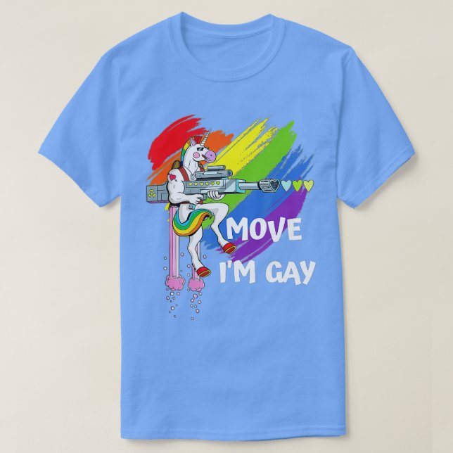 Camiseta Muévete el orgullo gay de Unicornio LGBQ (Diseño del anverso)