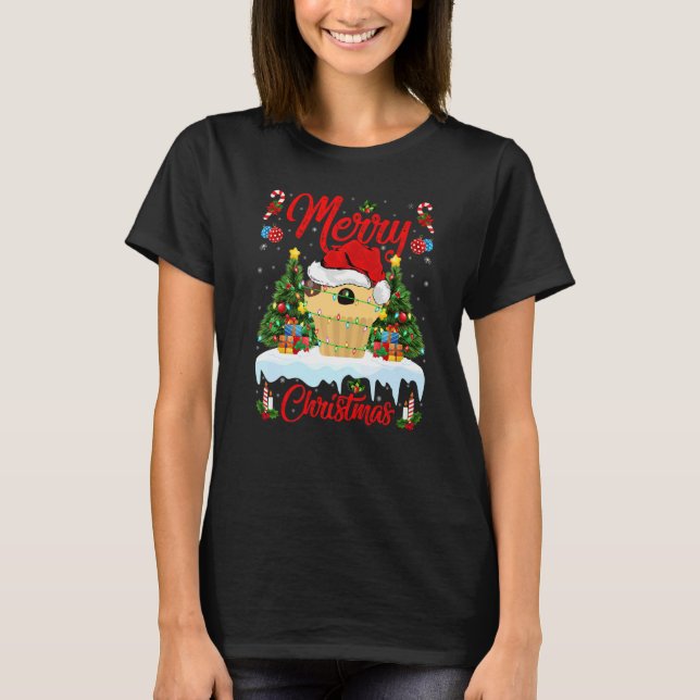 Camiseta Muffin Food  Lights Xmas Tree Santa Muffin Christm (Anverso)