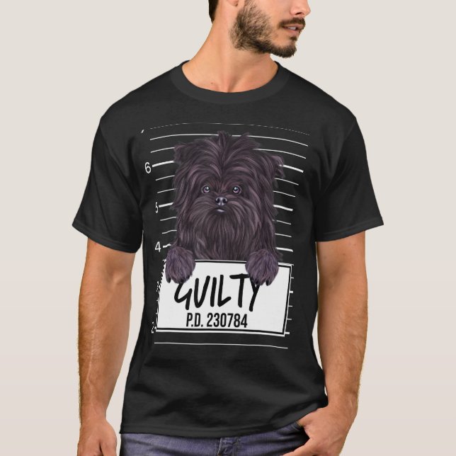 Camiseta Mugshot de Affenpinscher Perro Culpable (Anverso)