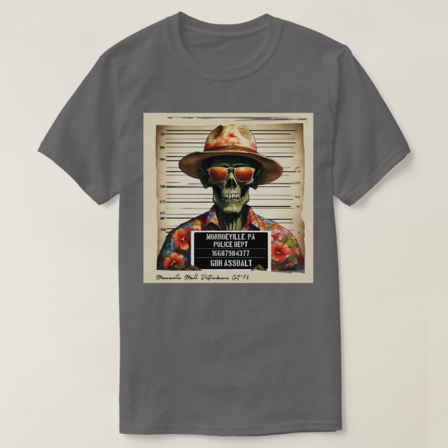 Camiseta Mugshot de la policía zombiana arrestaron el sobor (Diseño del anverso)