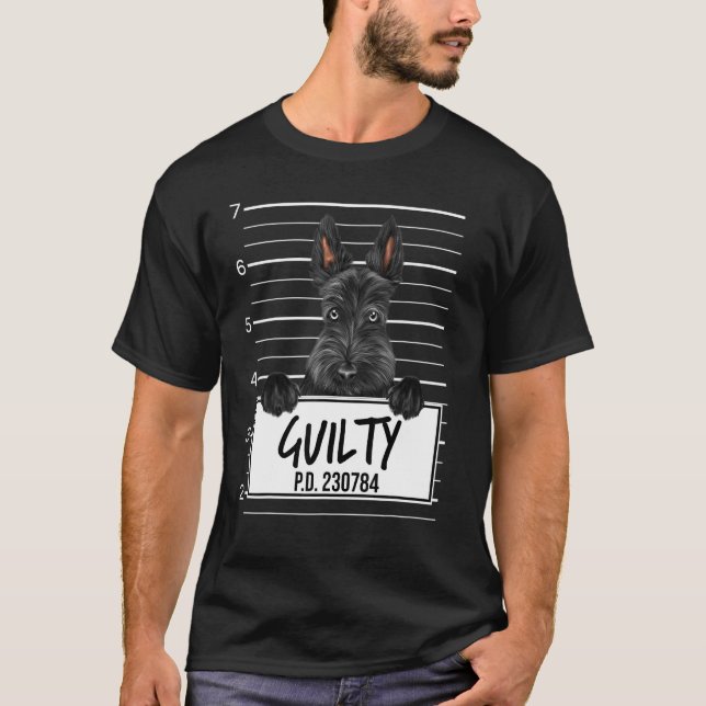 Camiseta Mugshot de Terrier Escocés Perro Culpable (Anverso)