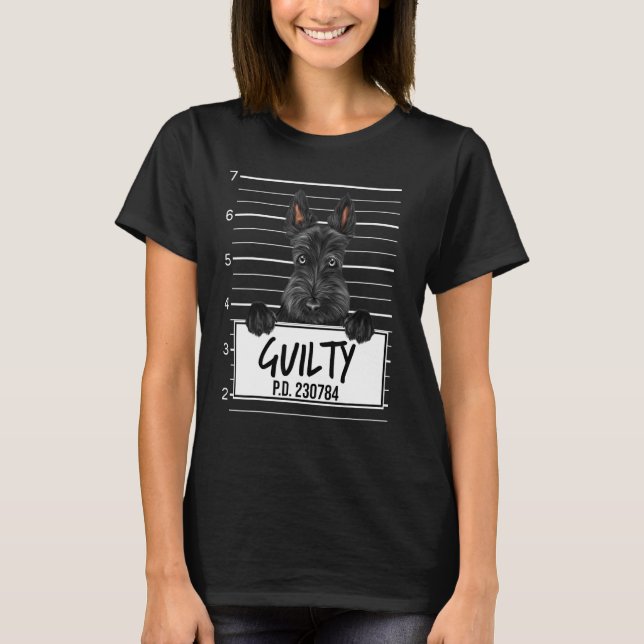 Camiseta Mugshot de Terrier Escocés Perro Culpable (Anverso)