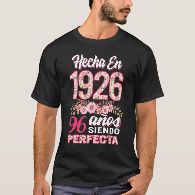 Camiseta Mujer 96 cumpleaños Regalo Hecha En 1926 Floral 96 (Anverso)