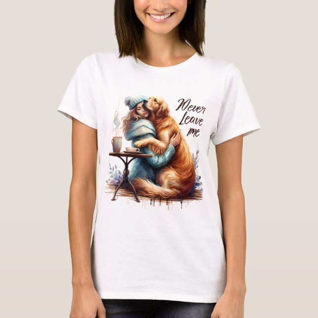 Camiseta Mujer abrazando a perro (Anverso)