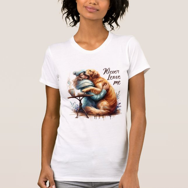 Camiseta Mujer abrazando a perro (Anverso)