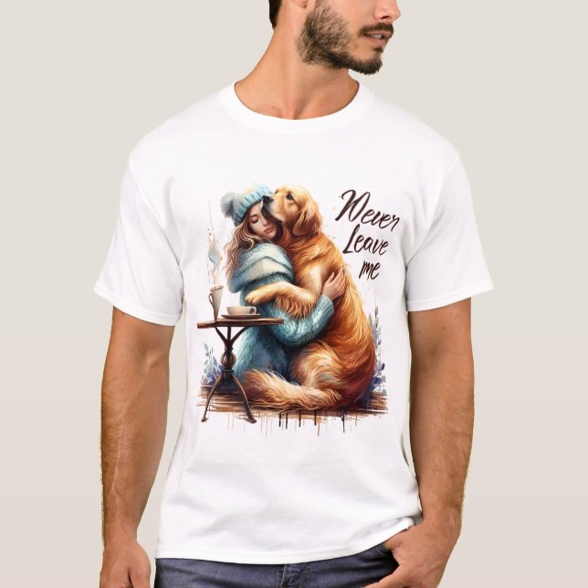 Camiseta Mujer abrazando a perro (Anverso)