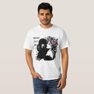 Camiseta Mujer Abrazando Caniche Con Flores