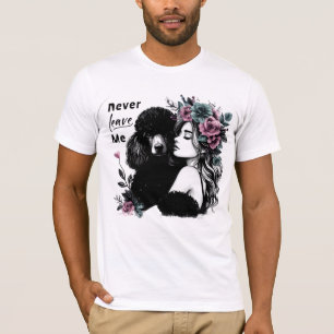 Camiseta Mujer Abrazando Caniche Con Flores