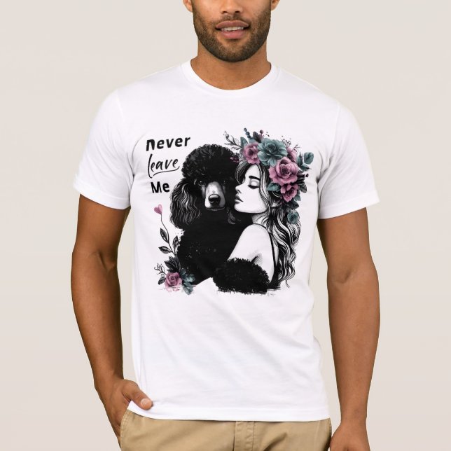 Camiseta Mujer Abrazando Caniche Con Flores (Anverso)