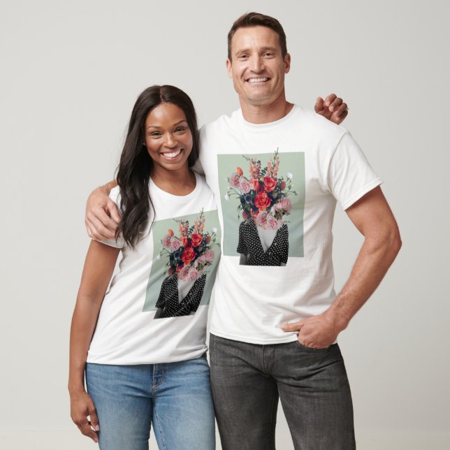 Camiseta Mujer Abstracta Con Flores Para La Cabeza (Unisexo)