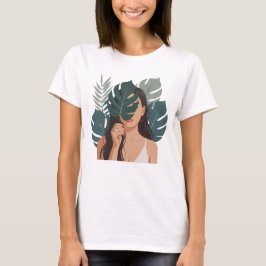 Camiseta Mujer abstracta con planta de Monstera
