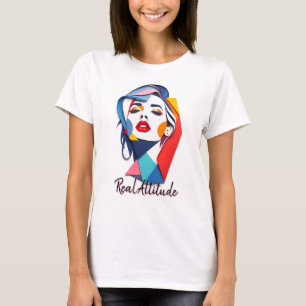 Camiseta Mujer abstracta negrita con colores vibrantes