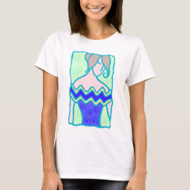 Camiseta Mujer acuaria de los años 20 con símbolo azul verd