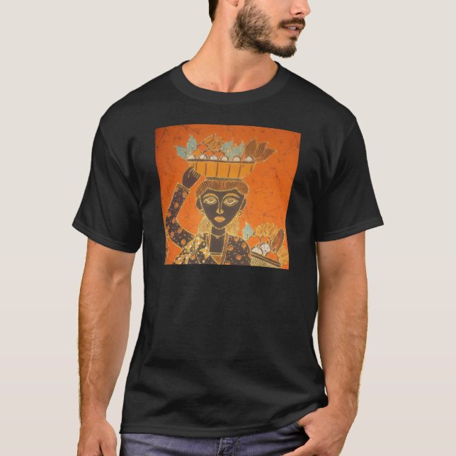 Camiseta Mujer africana con imagen de cesta (Anverso)