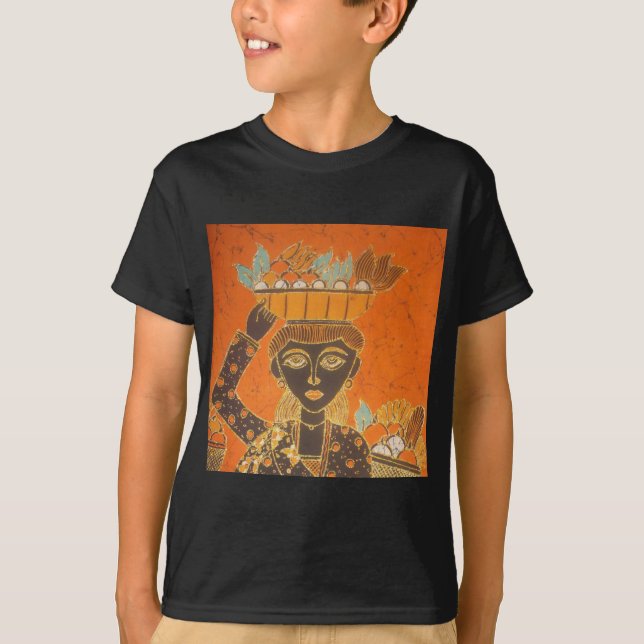 Camiseta Mujer africana con imagen de cesta (Anverso)