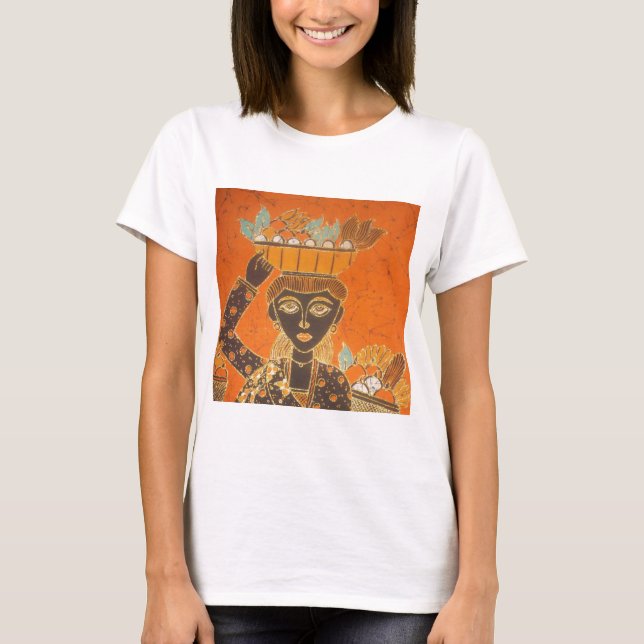 Camiseta Mujer africana con imagen de cesta (Anverso)