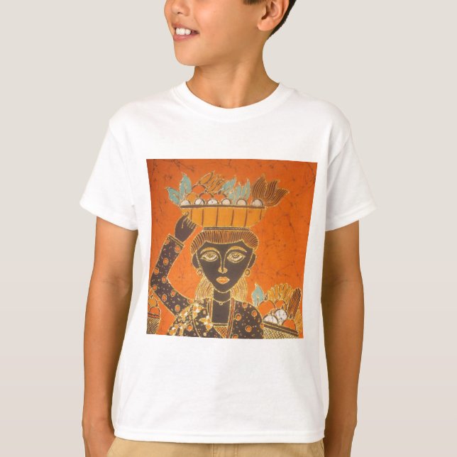 Camiseta Mujer africana con imagen de cesta (Anverso)
