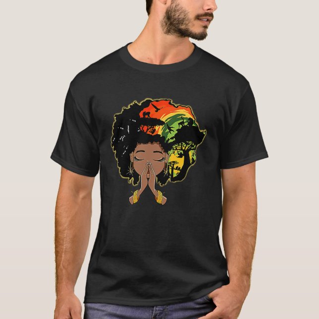 Camiseta Mujer africana de historia negra rezando a Dios Me (Anverso)