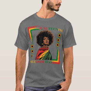 Camiseta Mujer afro del 19 de junio cubierta con bandera de