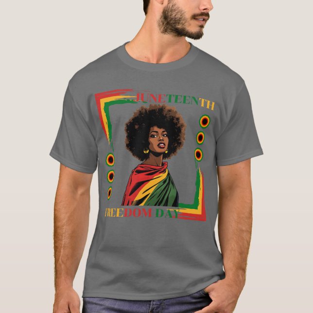 Camiseta Mujer afro del 19 de junio cubierta con bandera de (Anverso)