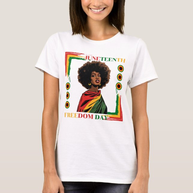 Camiseta Mujer afro del 19 de junio cubierta con bandera de (Anverso)
