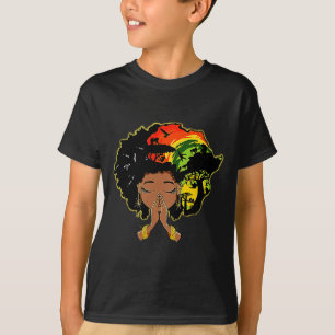 Camiseta Mujer Afro Historia Negra Rezando Dios Melanina Re