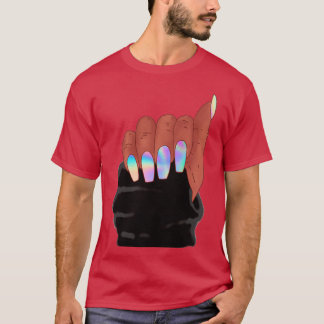 Camiseta Mujer afro mano con clavos holográficos