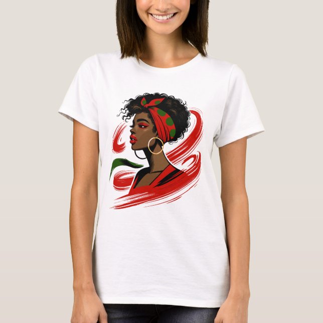 Camiseta Mujer Afro Negra – Fuerte, Hermosa y Empoderada  (Anverso)