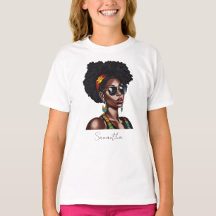 Camiseta Mujer afroamericana con gafas de sol de Moda