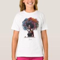 Mujer afroamericana con pelo adornado con árbol