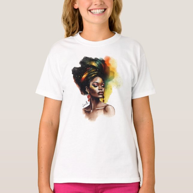 Camiseta Mujer afroamericana empoderada (2) (Anverso)