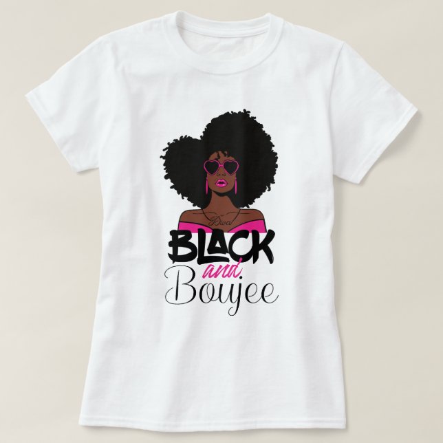 Camiseta Mujer afroamericana negra y bujee (Diseño del anverso)
