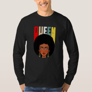Camiseta Mujer afroamericana reina estilo retro cabello afr