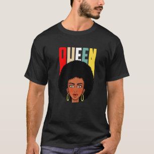 Camiseta Mujer afroamericana reina estilo retro cabello afr