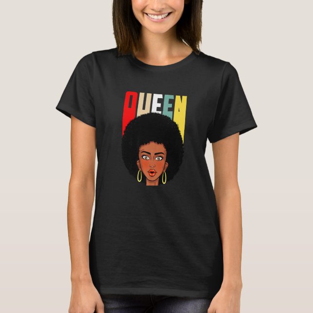 Camiseta Mujer afroamericana reina estilo retro cabello afr (Anverso)