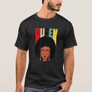 Camiseta Mujer afroamericana reina estilo retro cabello afr