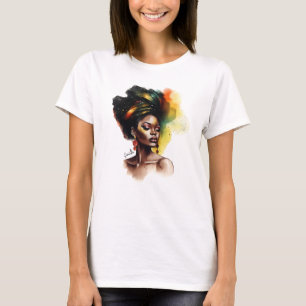 Camiseta Mujer afrocéntrica en colores vibrantes