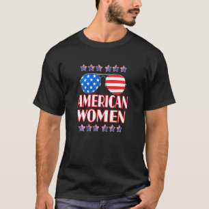 Camiseta Mujer Americana 4 De Julio Chica Gafas De Sol F