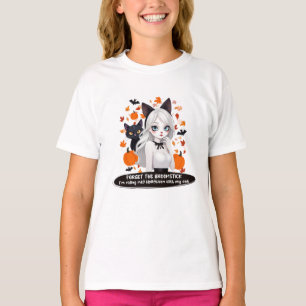Camiseta Mujer animosa con gato negro.