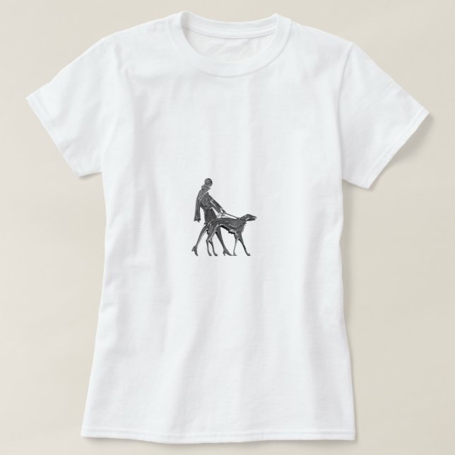 Camiseta Mujer Art Deco y perro (Diseño del anverso)